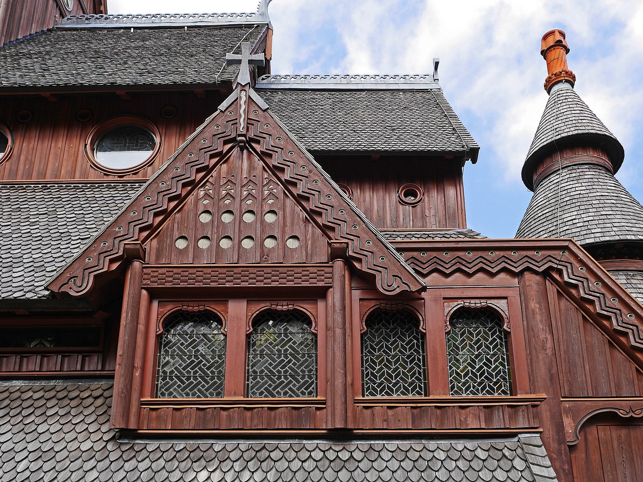 Image - stave church roof landscape close up