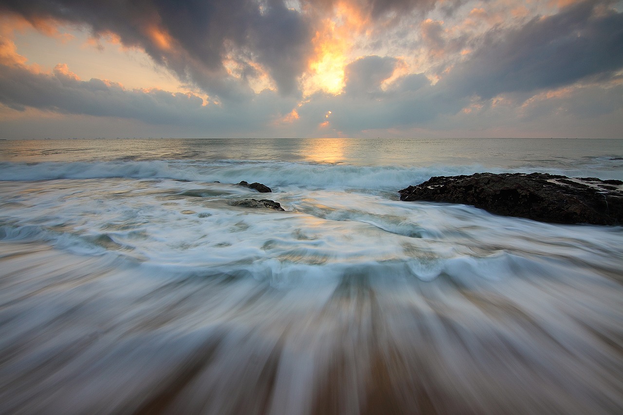 Image - sunrise motion water motion ocean