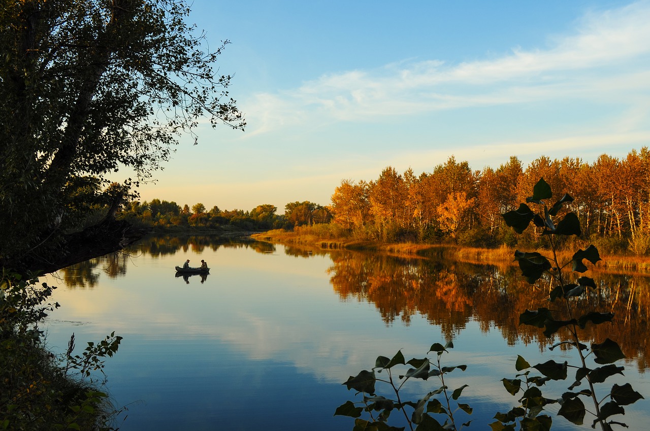 Image - autumn fishermen fishing river