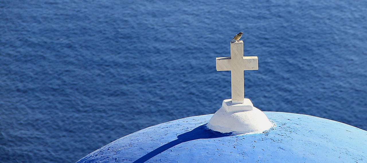 Image - greece cross bird sea church