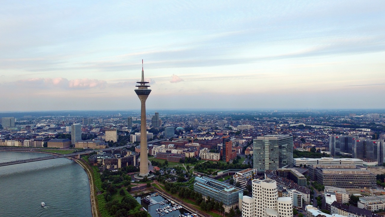 Image - düsseldorf skyline clouds rhine