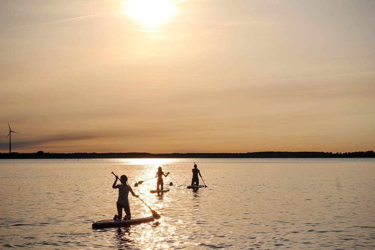 Image - stand up paddle sunset water paddle