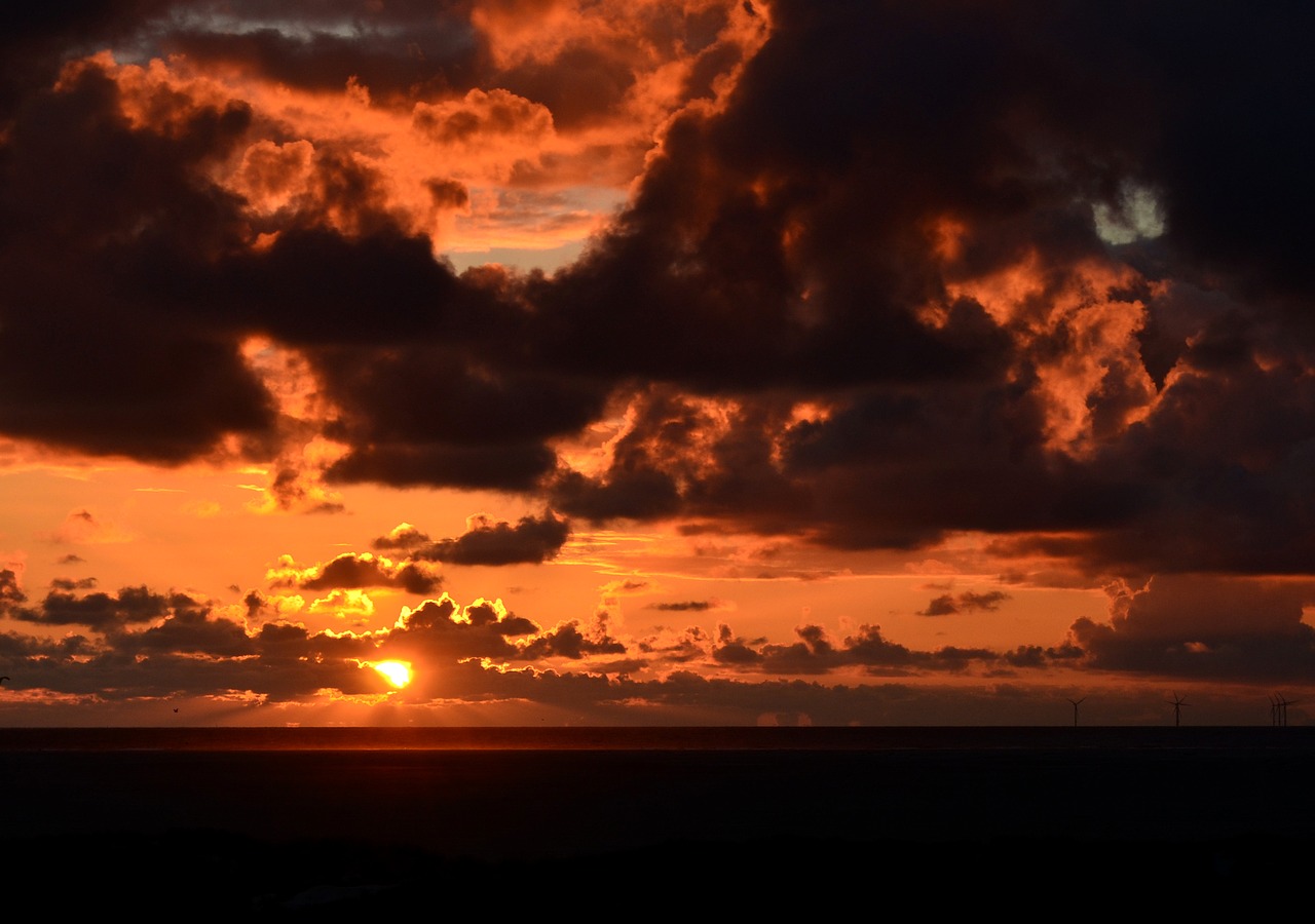 Image - sunset evening sky lighting clouds
