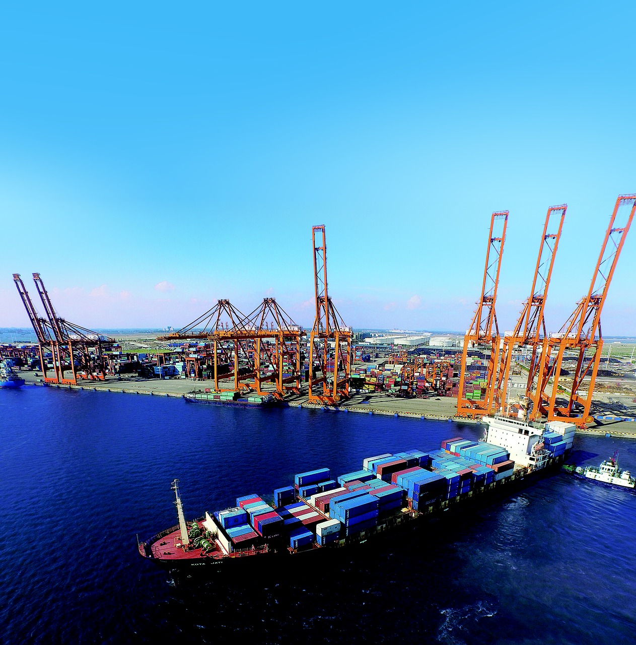 Image - port sea cargo ships crane