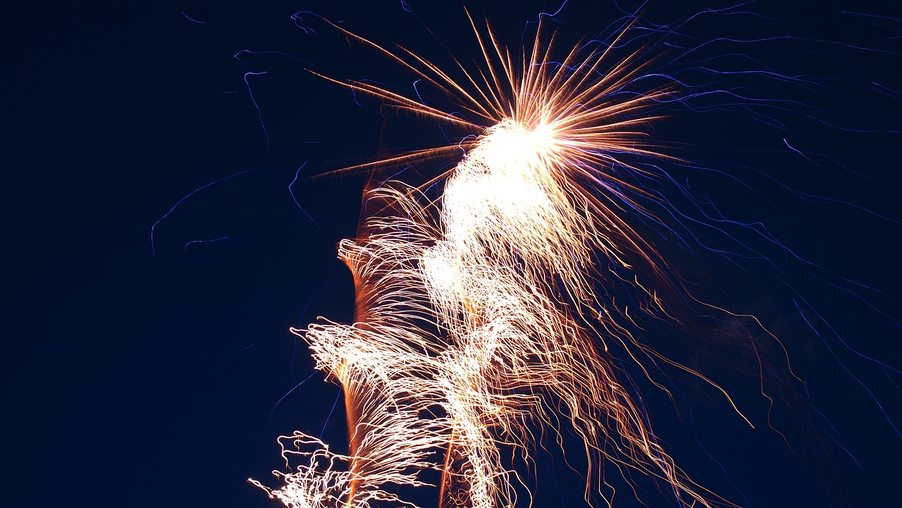 Image - fireworks salute sky night holiday