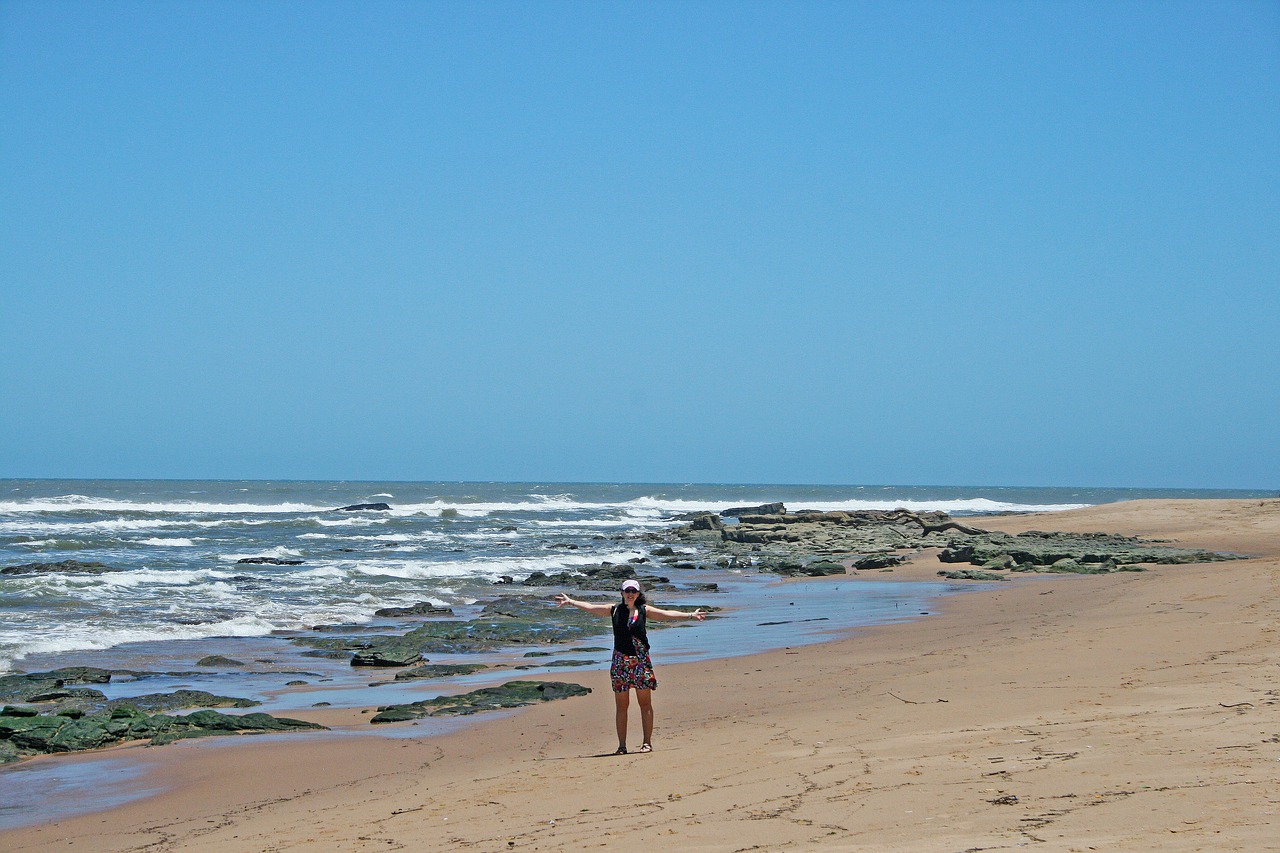 Image - lady on beach sea waves shore