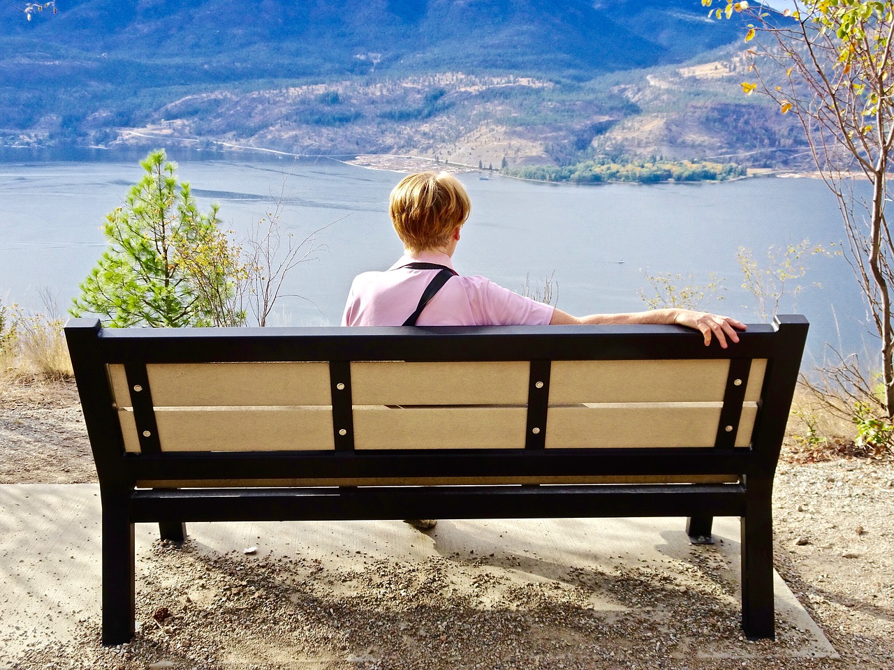 Image - person sitting peace bench view