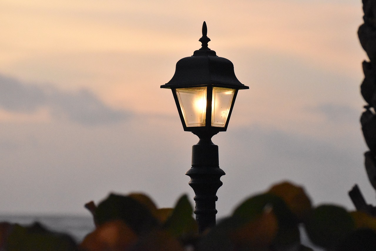 Image - lamp post light lamp dawn nature