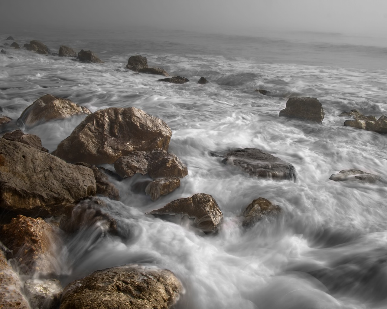 Image - ocean waves tide stones beach