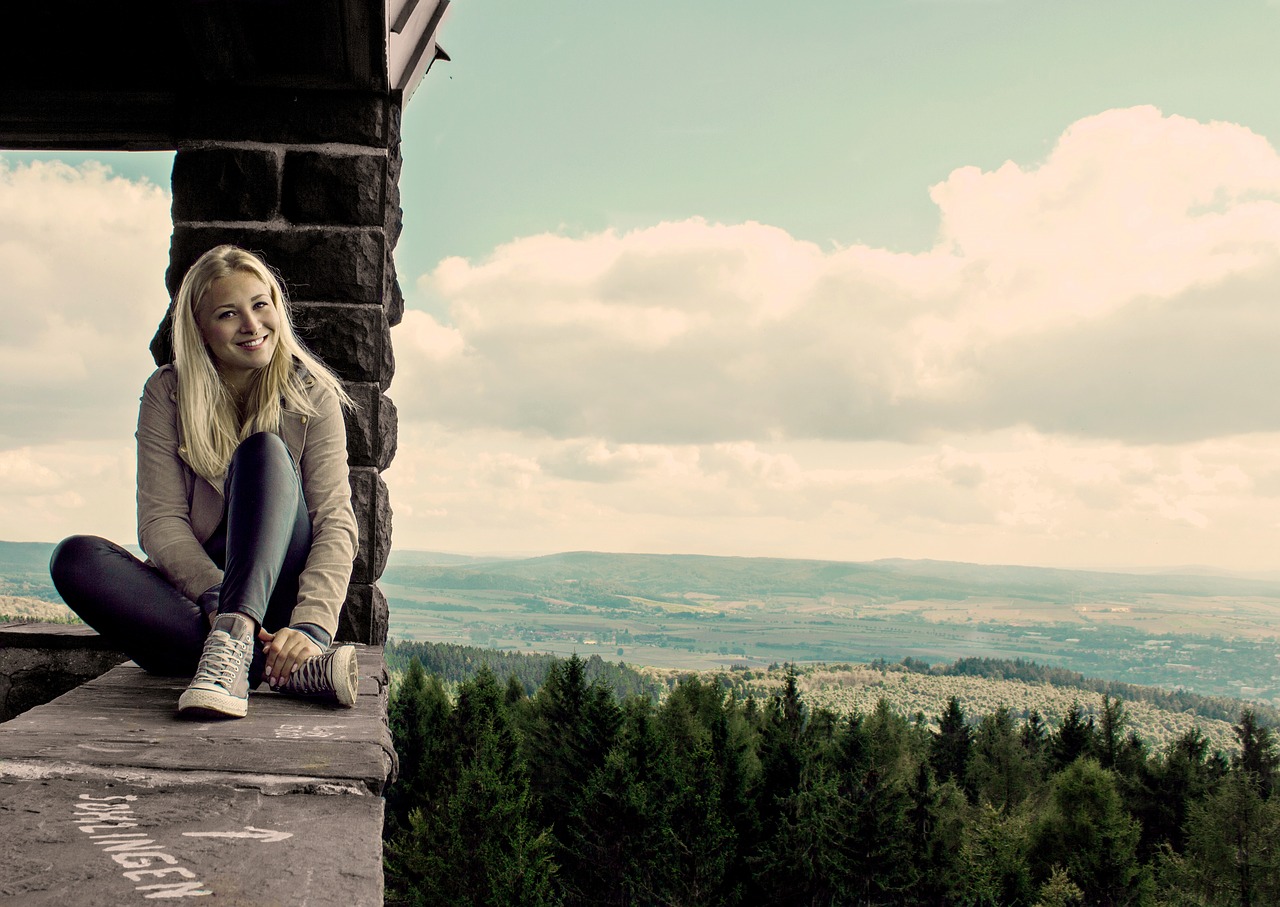 Image - forest tower girl woman hiking