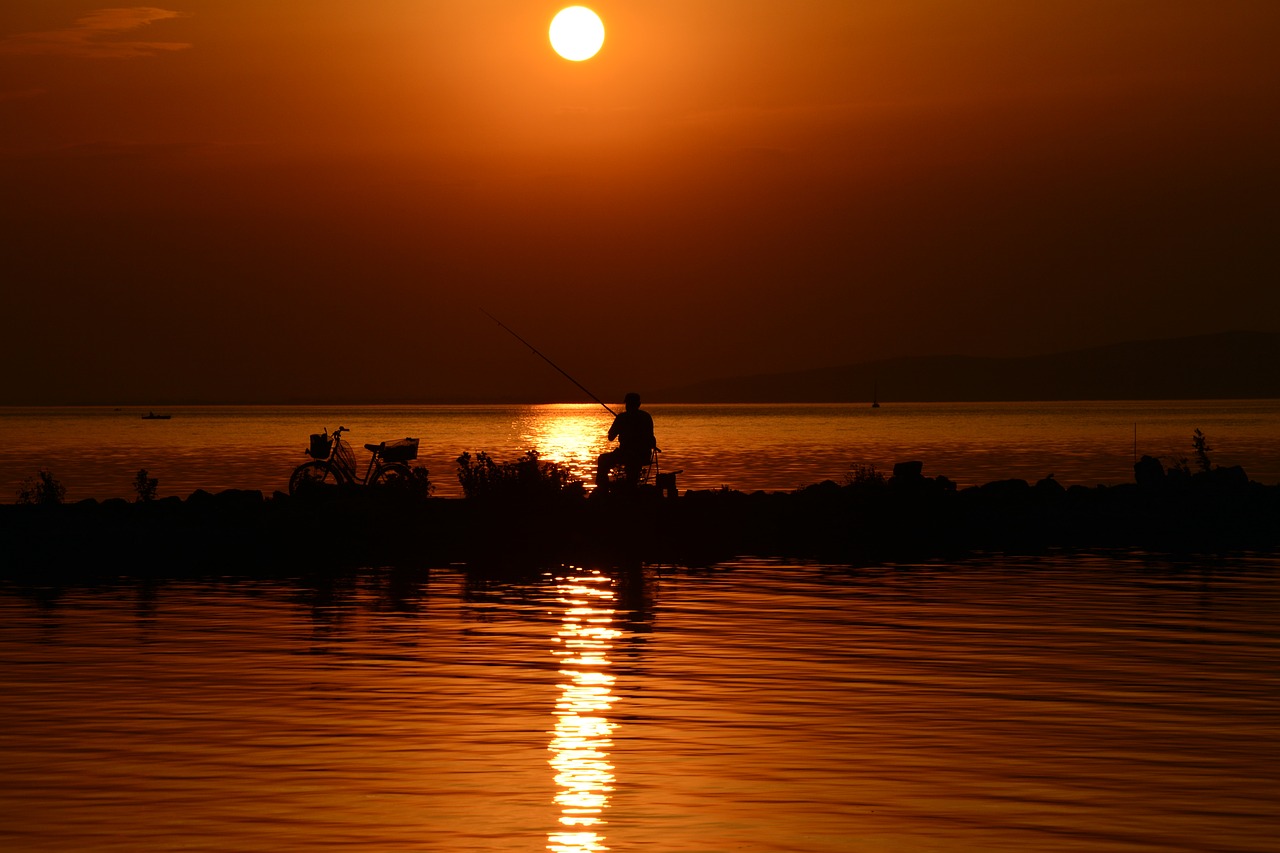 Image - lake balaton in the evening lights