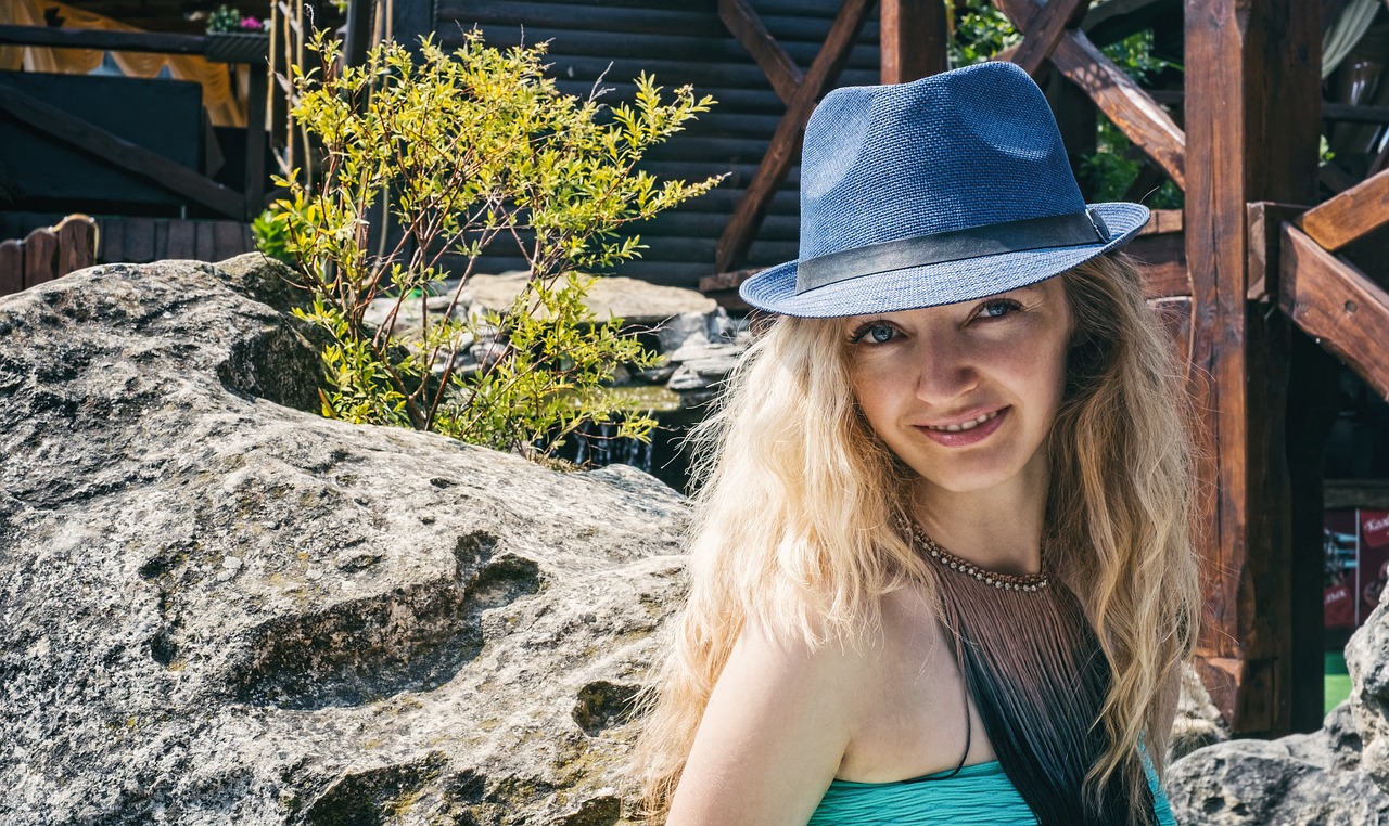 Image - girl person smiling hat stone