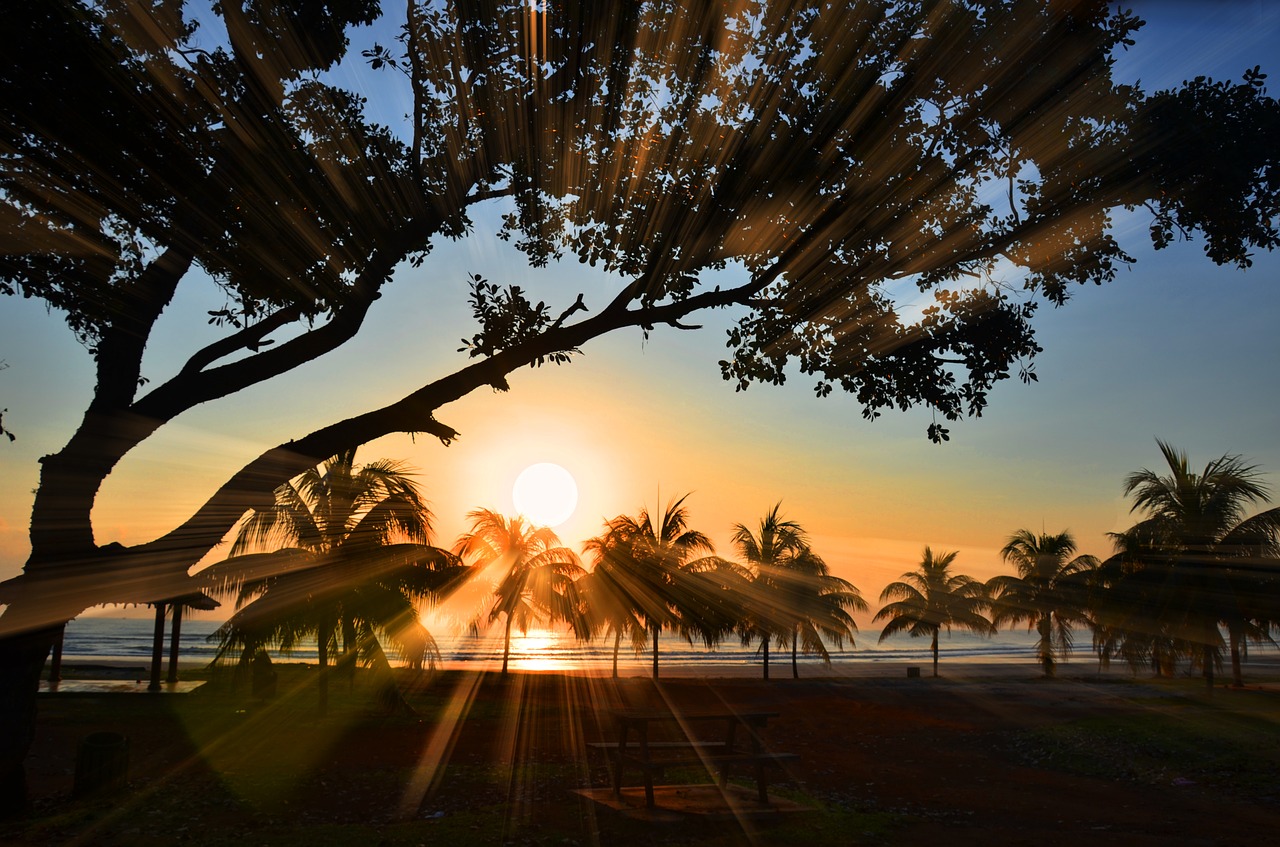 Image - sunrise ray beach landscape