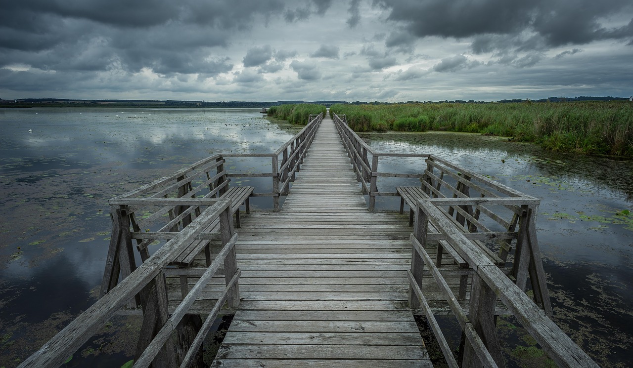 Image - spring lake wooden bridge boardwalk