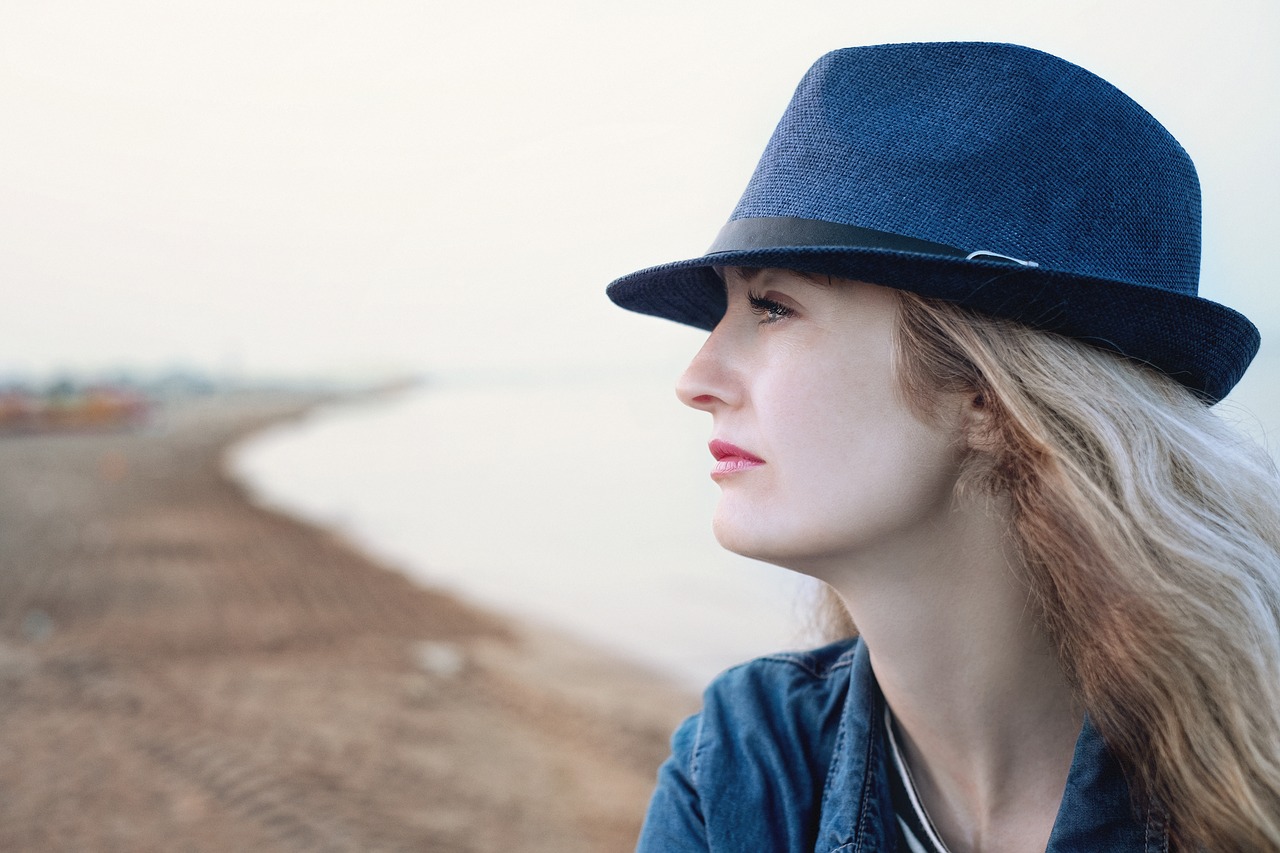 Image - girl sea hat sky summer view