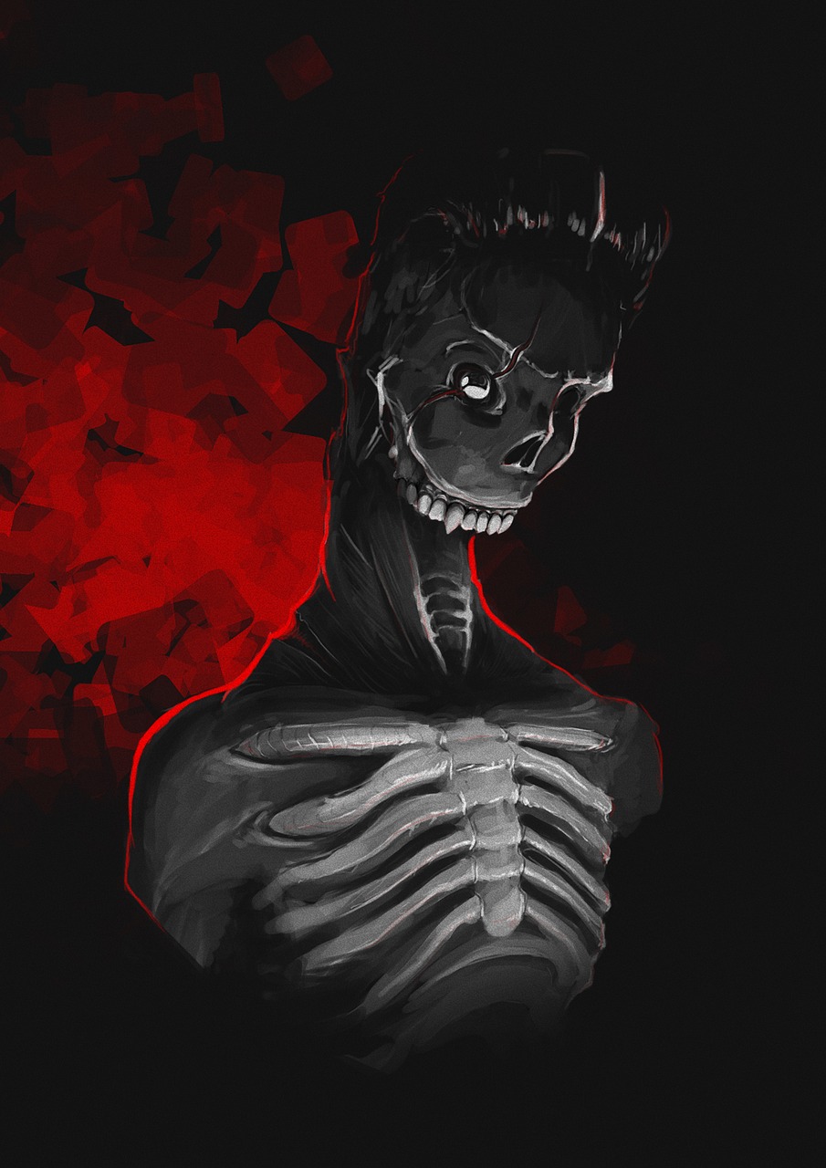 Image - dark red skeleton digital figure