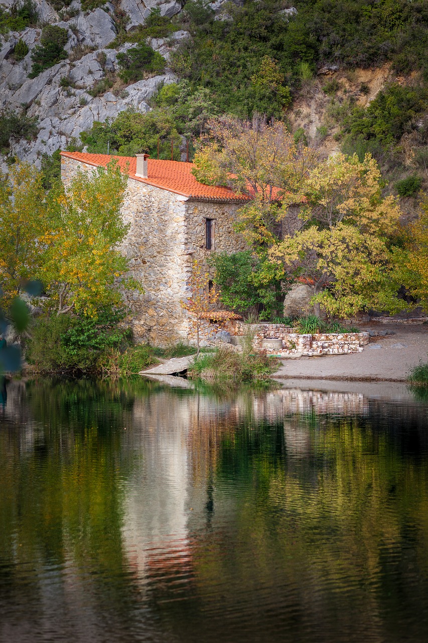 Image - house field landscape lake