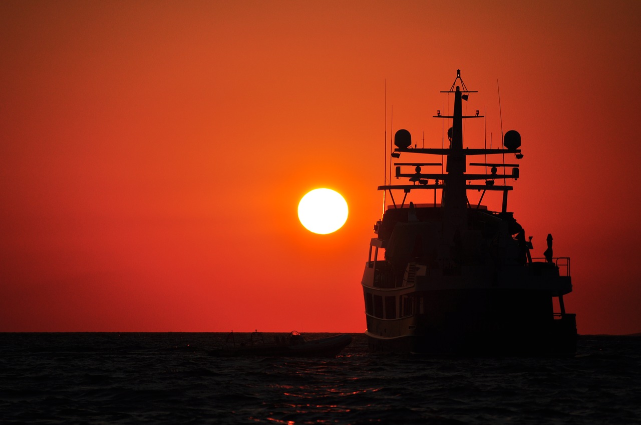 Image - sunset ship silhouette sun summer