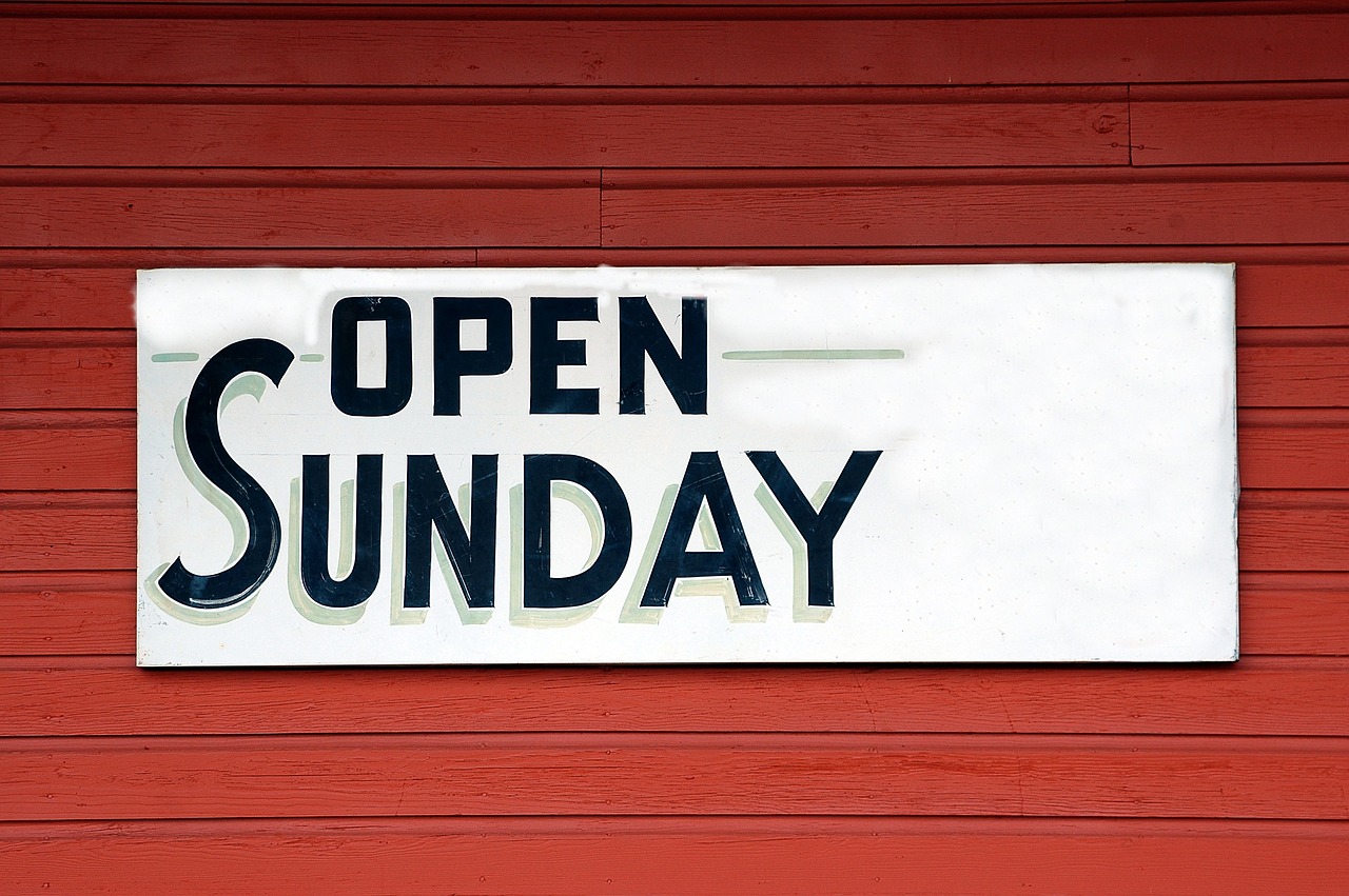 Image - open sunday sign signage open