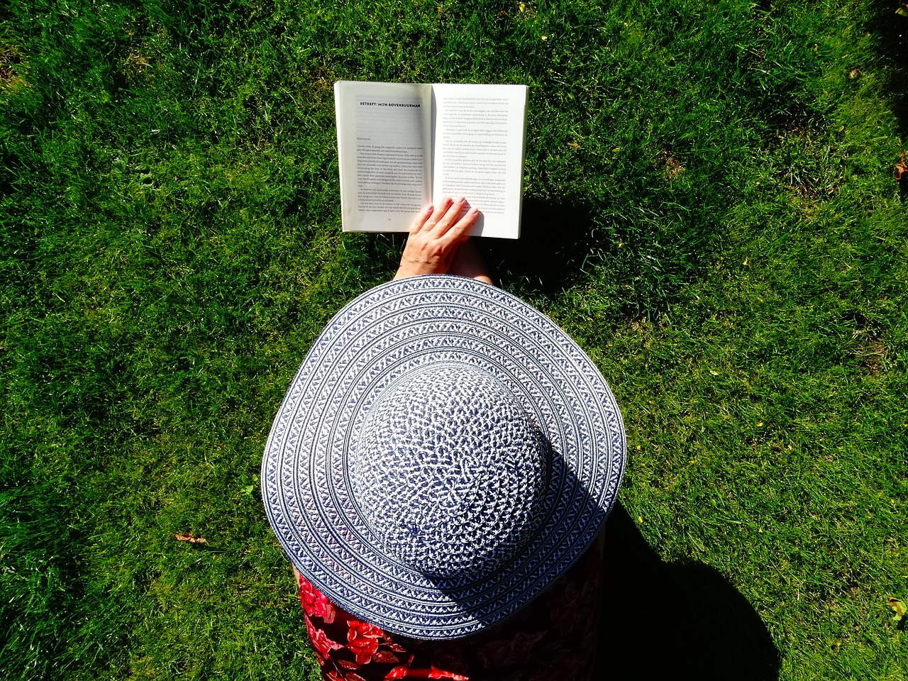 Image - hat read summer relax books grass