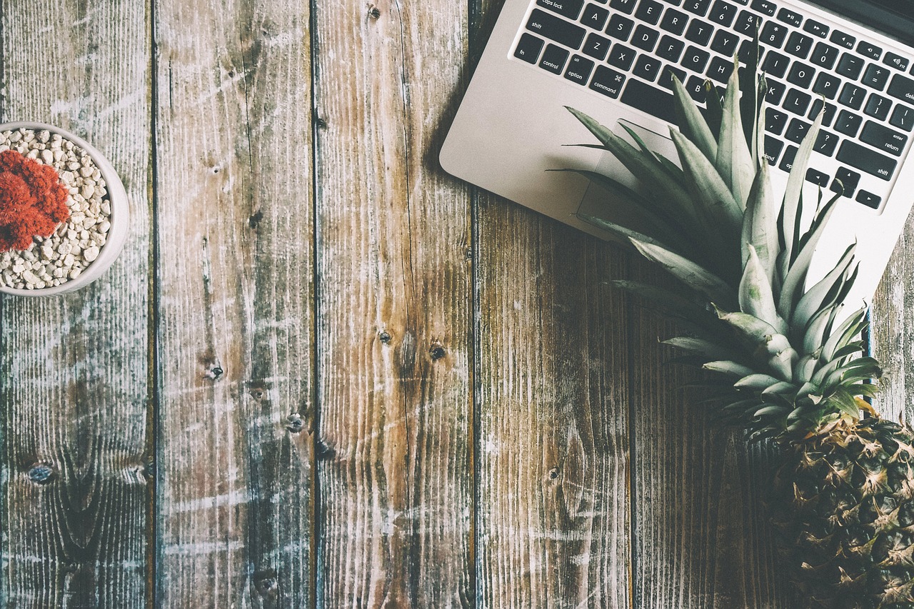 Image - pineapple laptop desk wood table