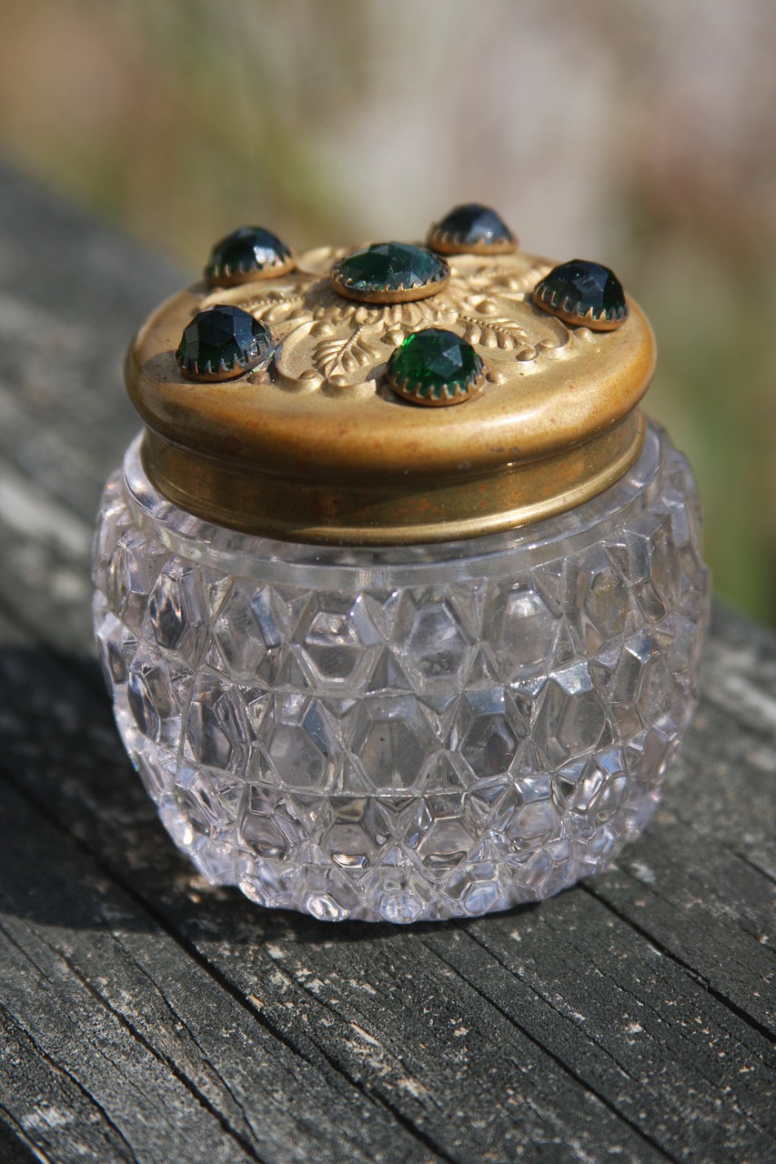 Image - glass jar jeweled vintage jar