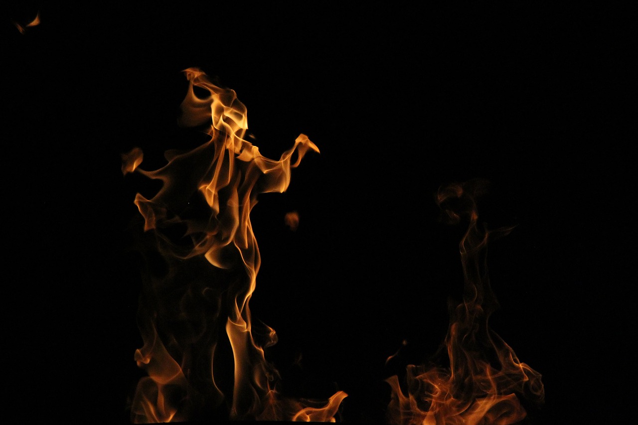 Image - fire black background wood burn
