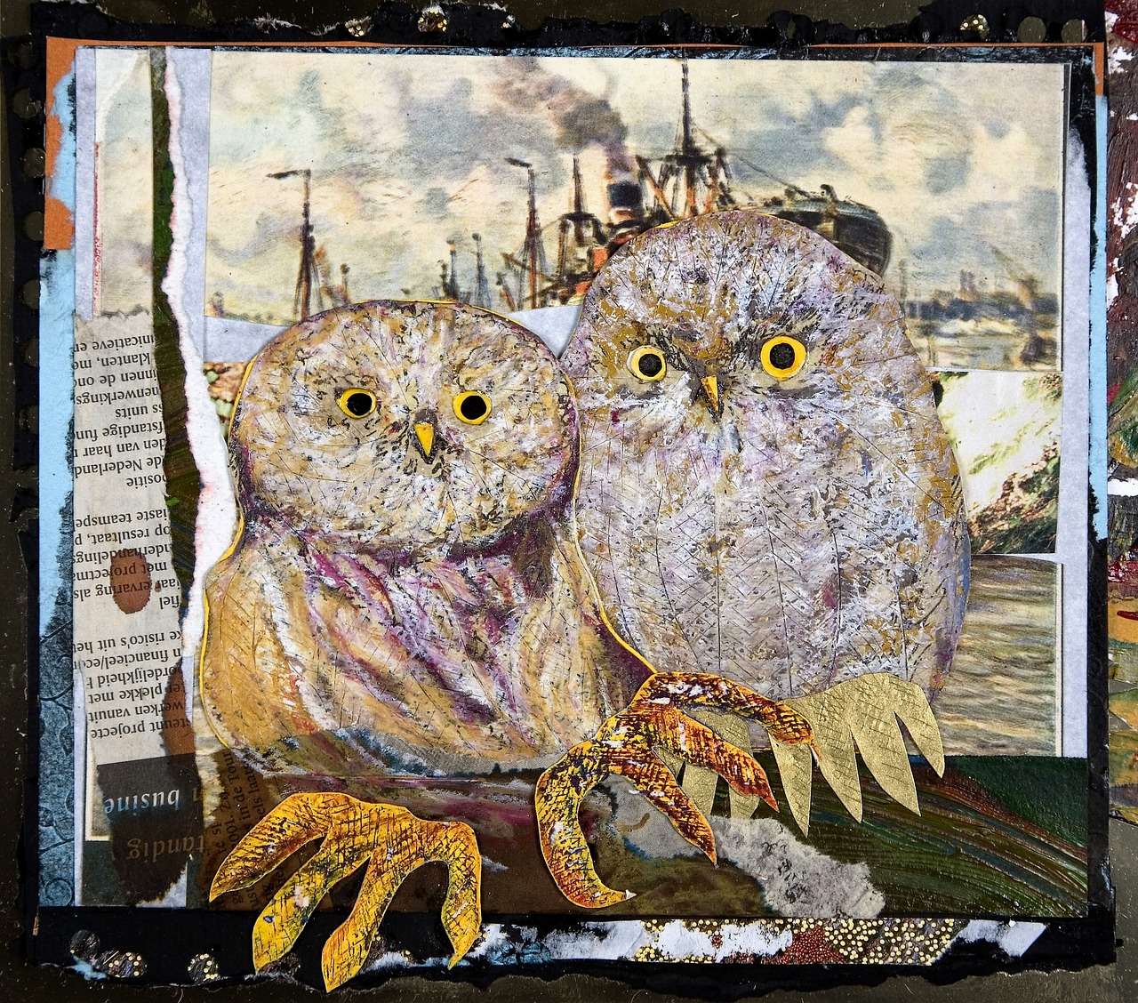 Image - owl paperwork art kraft painting