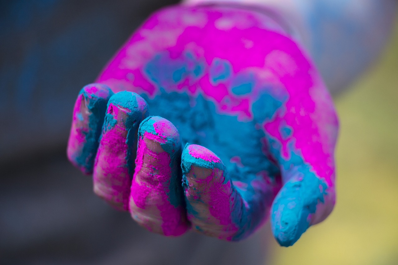 Image - hand rang barse holi color pink