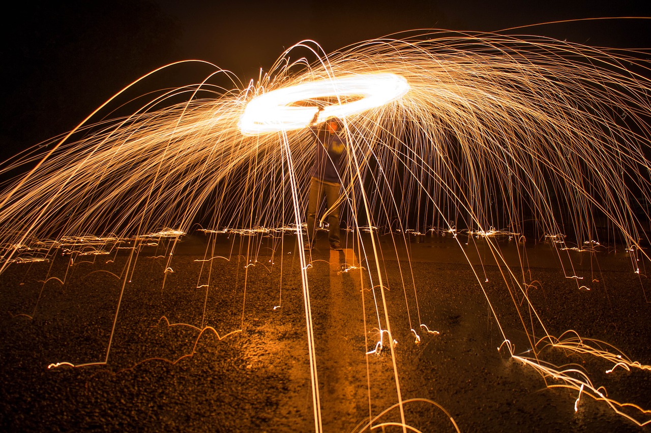 Image - sparks long exposure light night