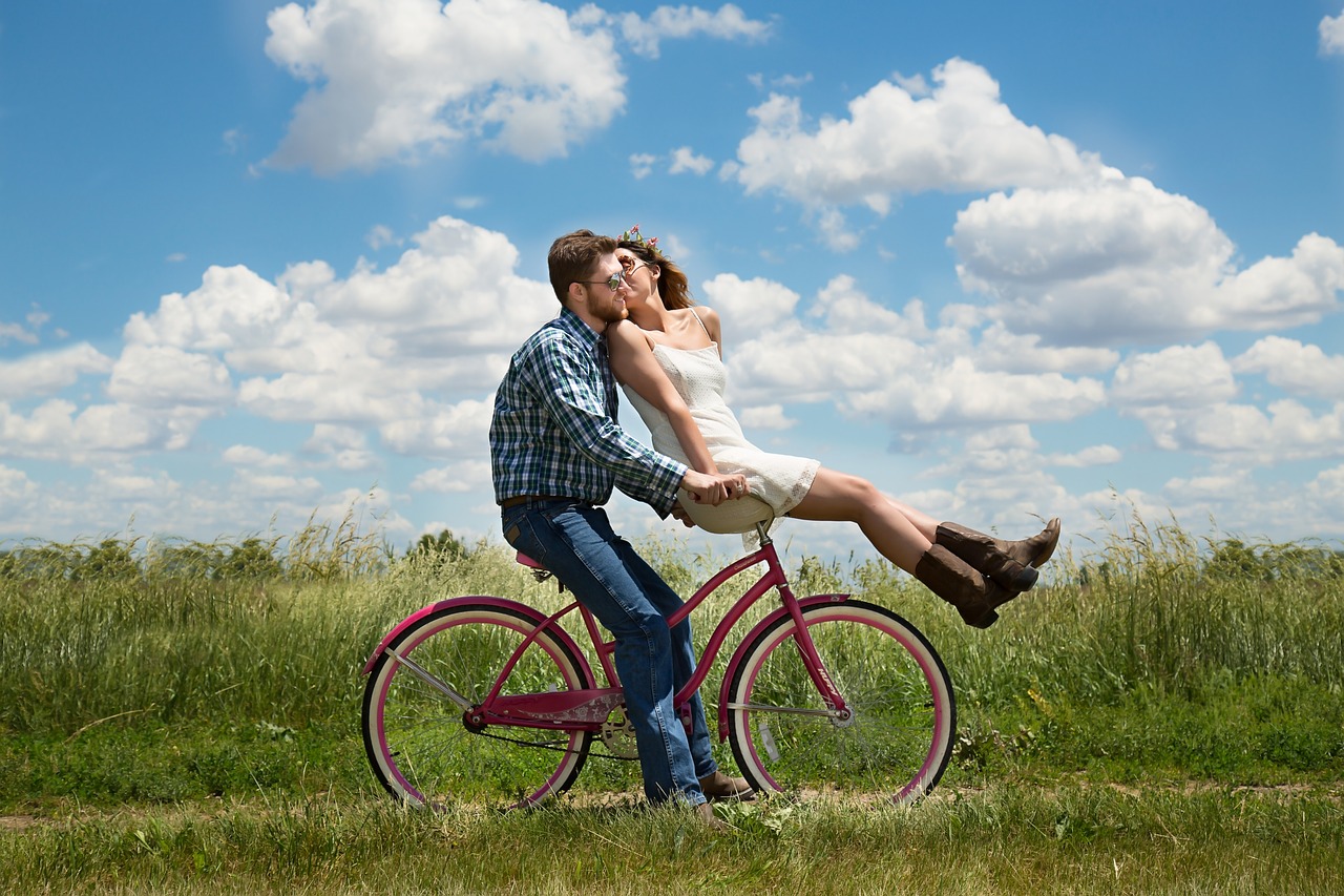 Image - engagement couple romance bike