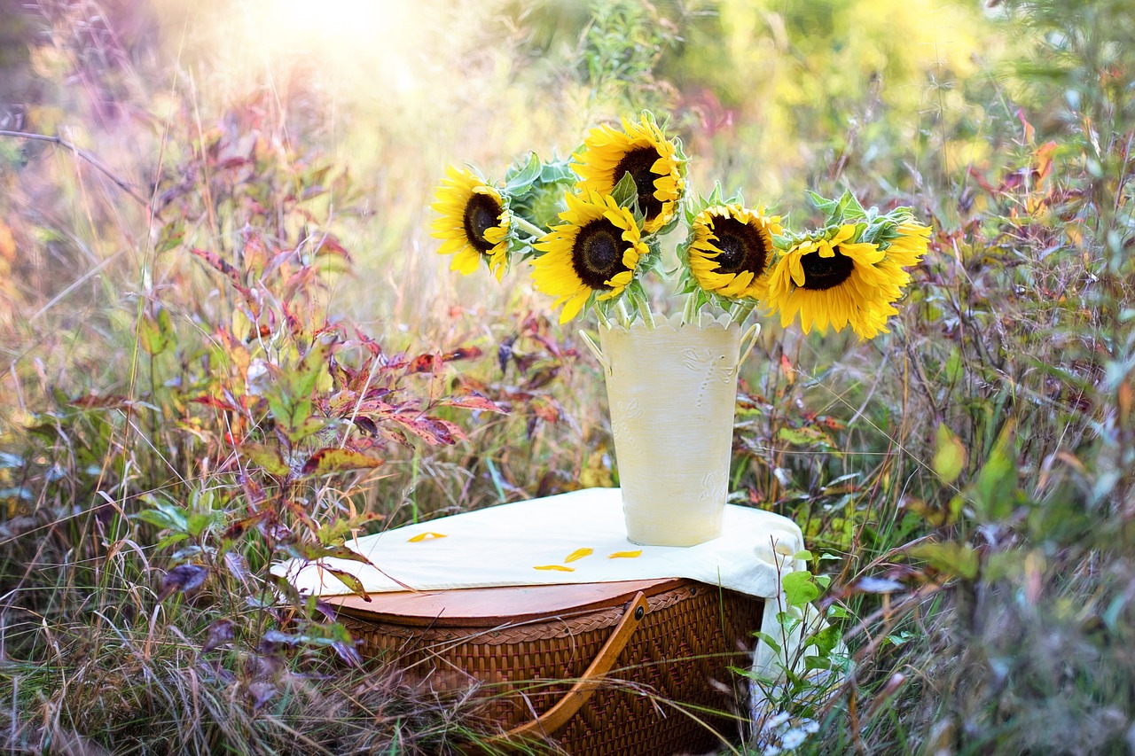 Image - sunflowers vase fall autumn