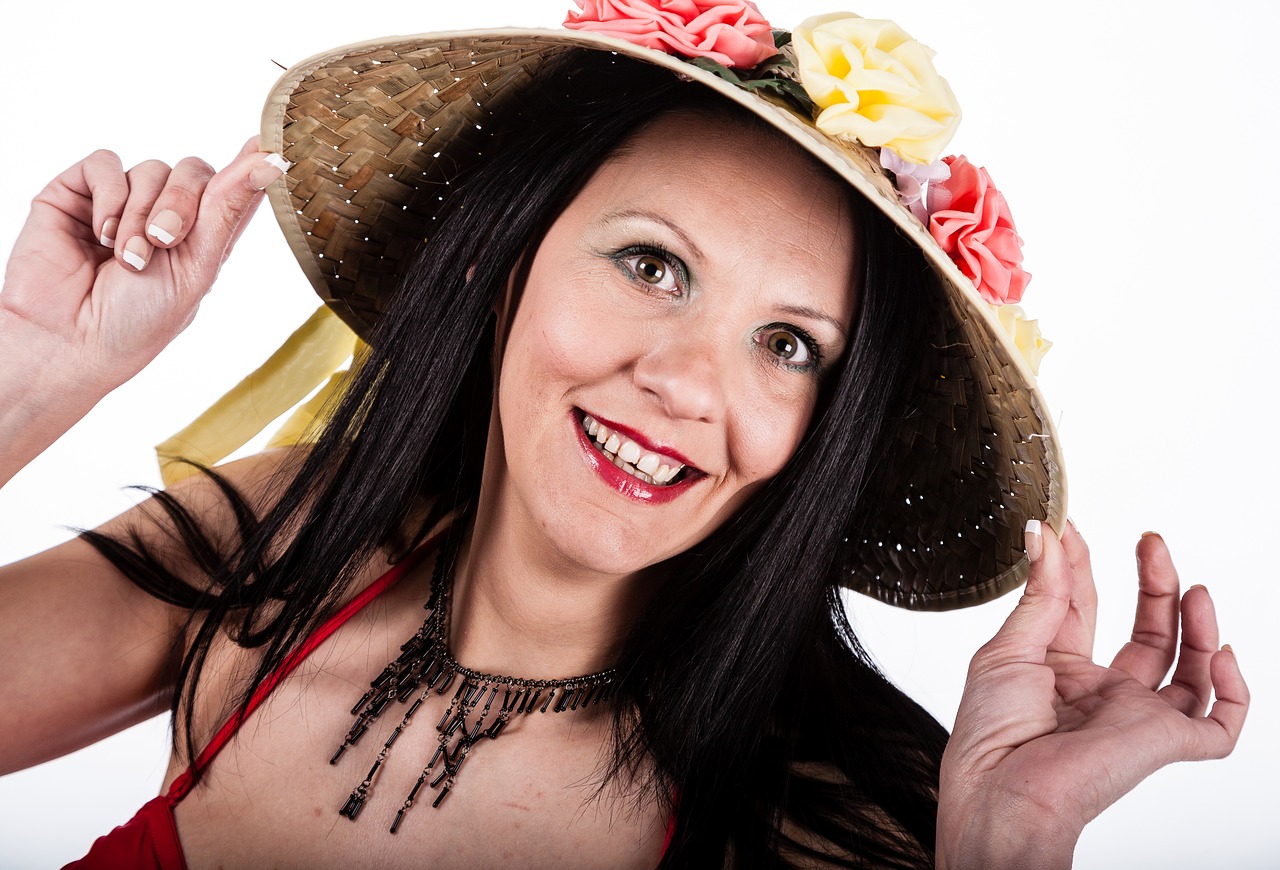 Image - big smile hat flowers woman girl