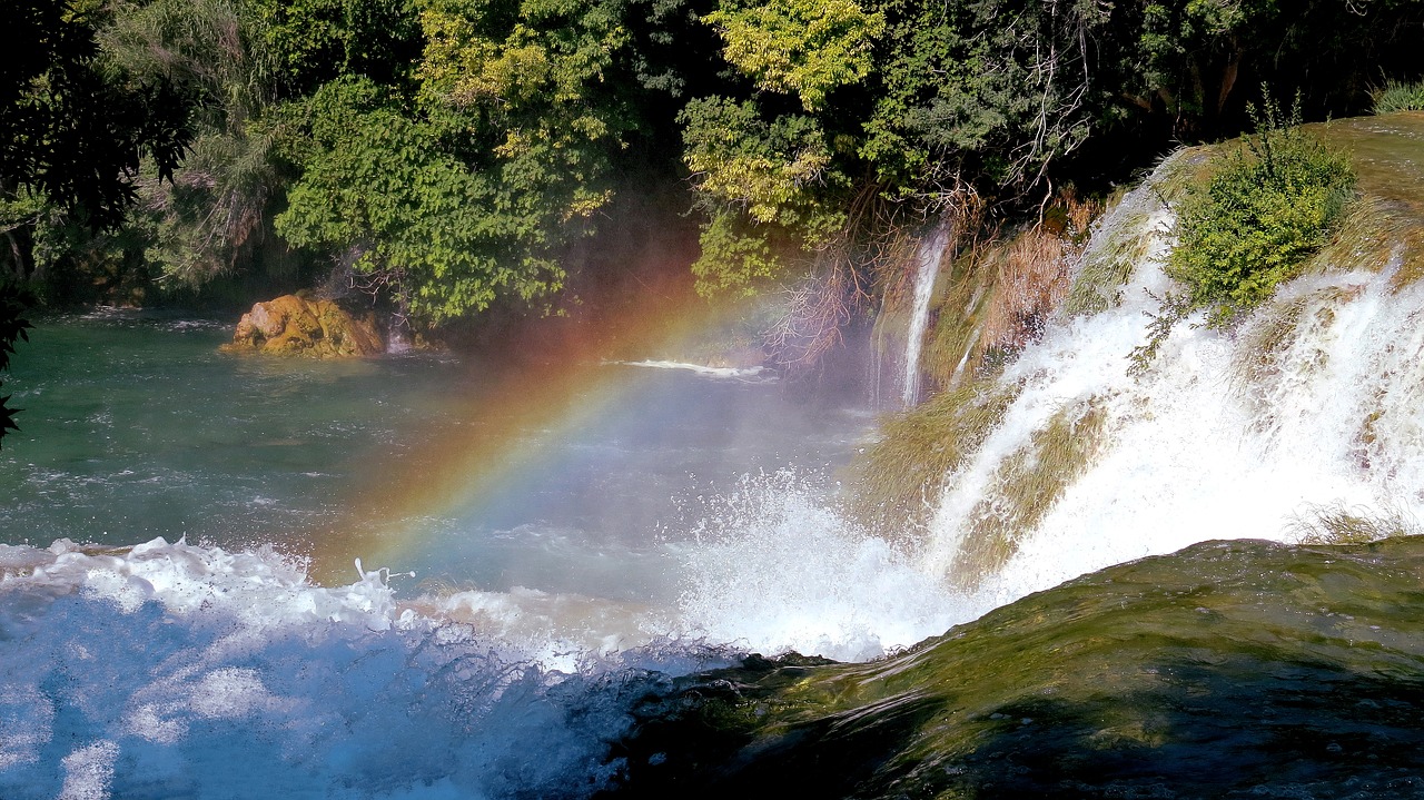 Image - screen rainbow colors waterfall