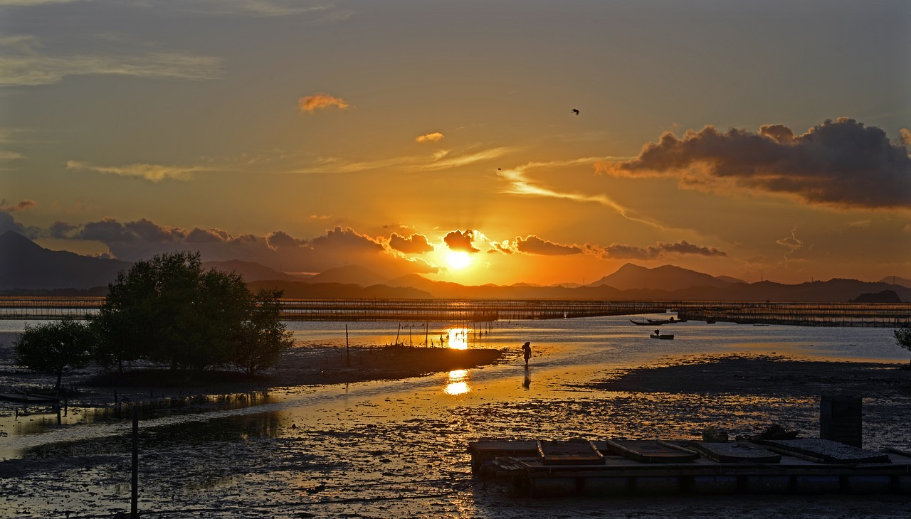 Image - sunset yanzhoudao shoals evening