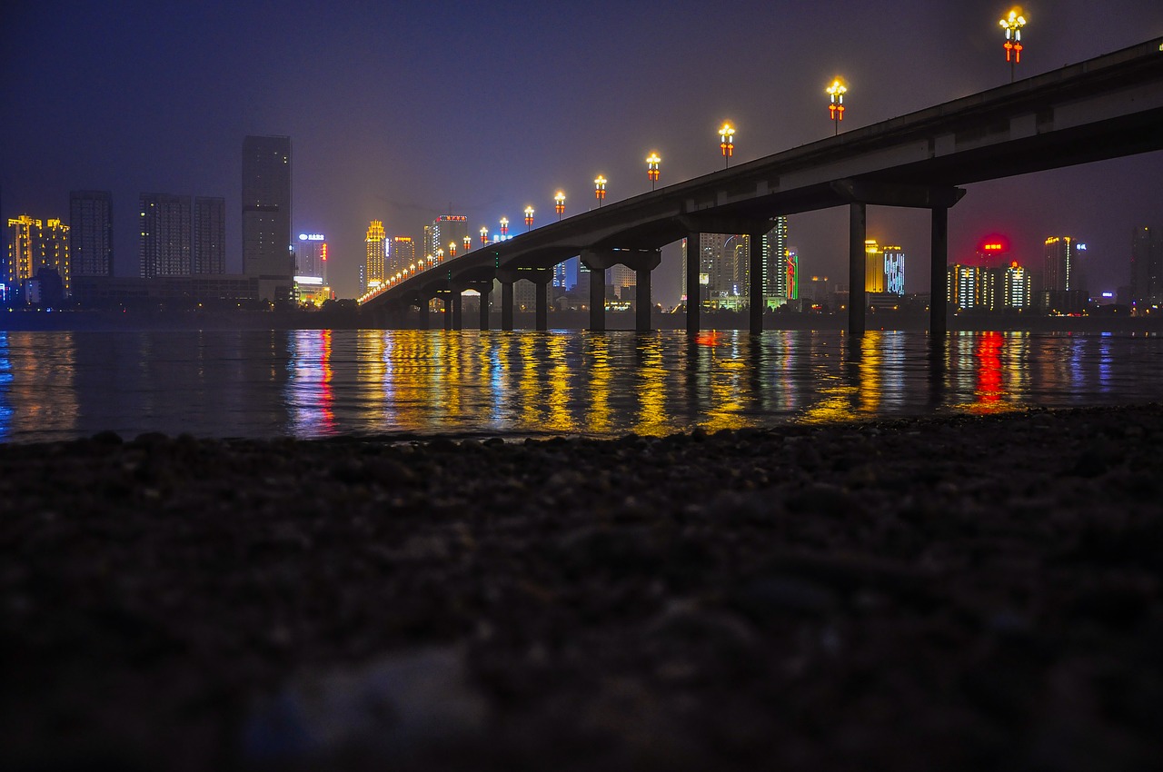 Image - night view bridge zhuzhou evening