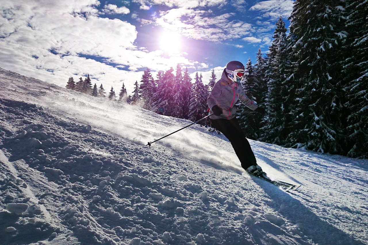 Image - skiing girl sun snow winter ski