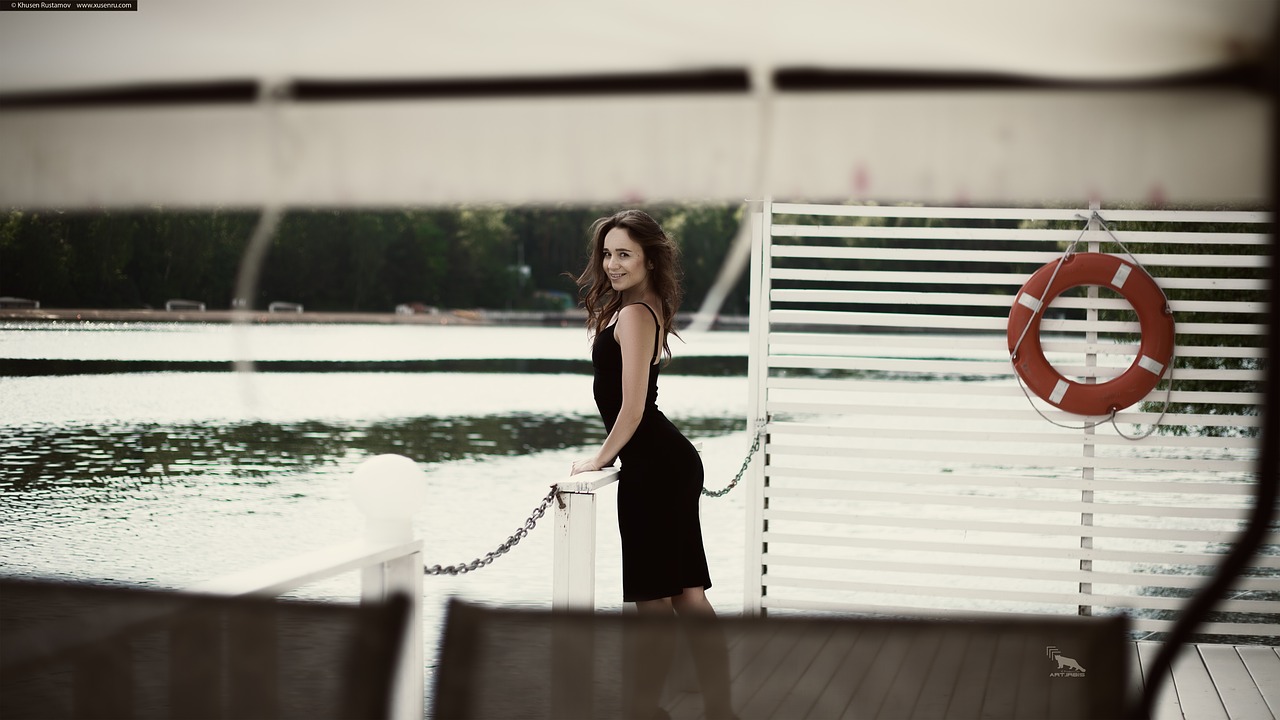 Image - pier yacht girl black dress skirt