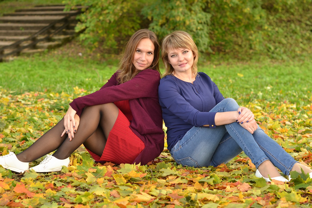 Image - ladder leaves autumn women