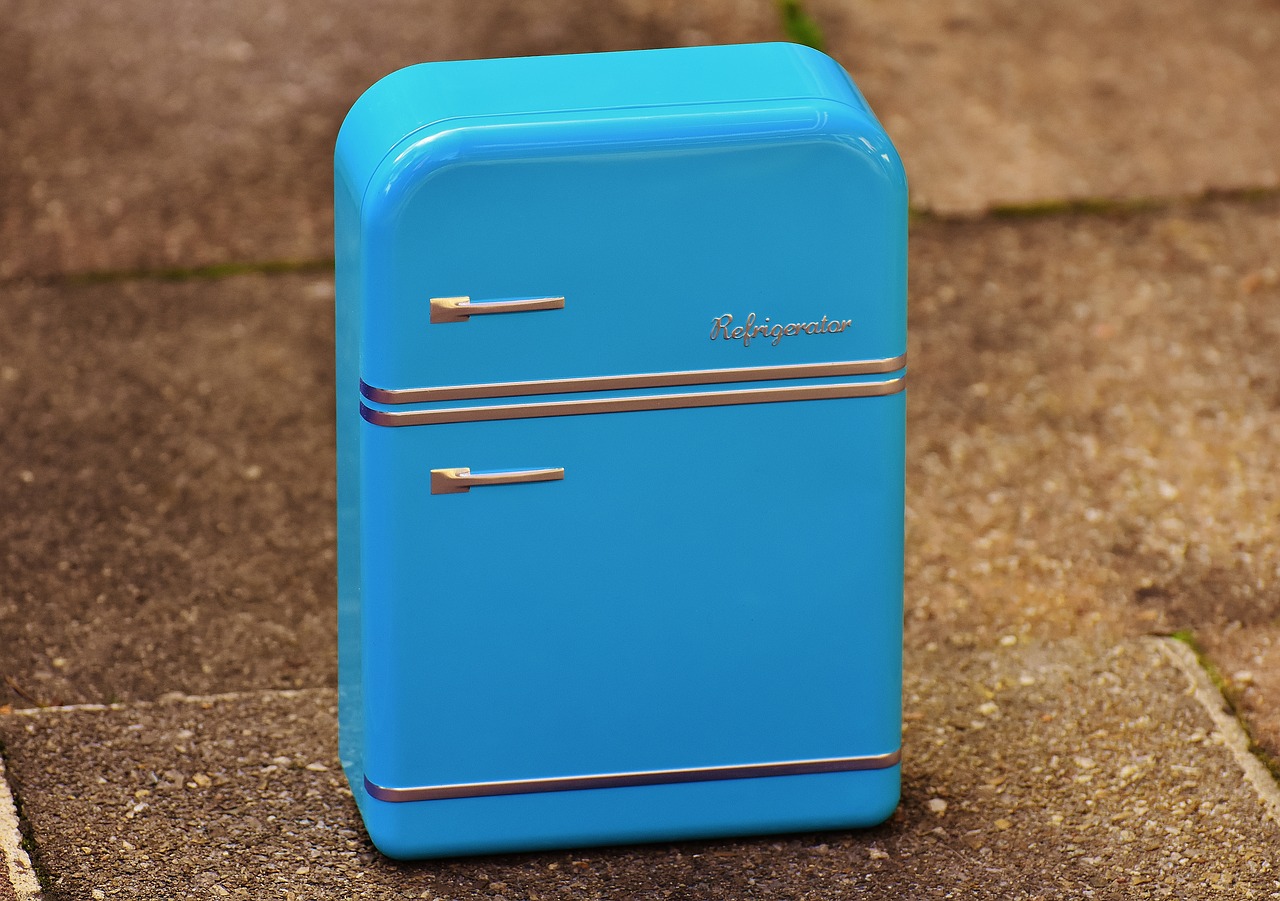 Image - refrigerator box cookie jar blue