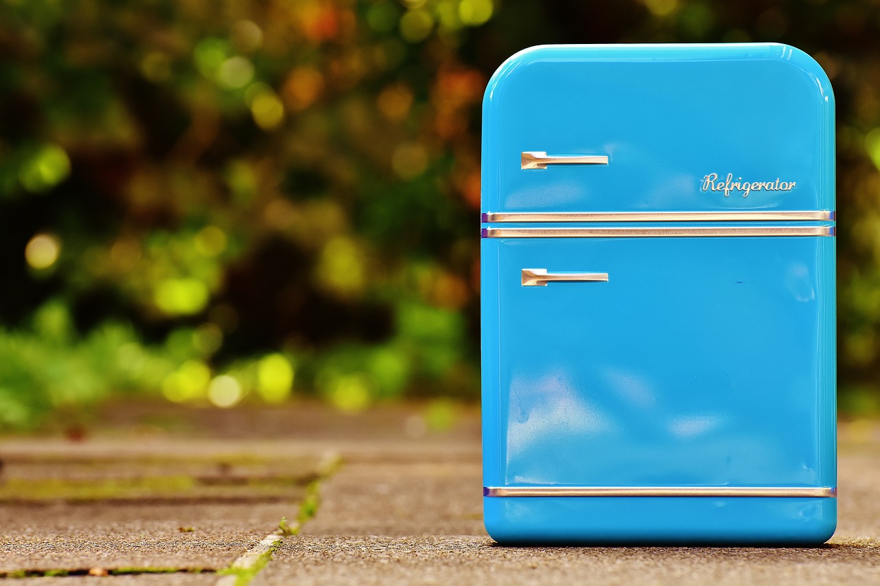 Image - refrigerator box cookie jar blue