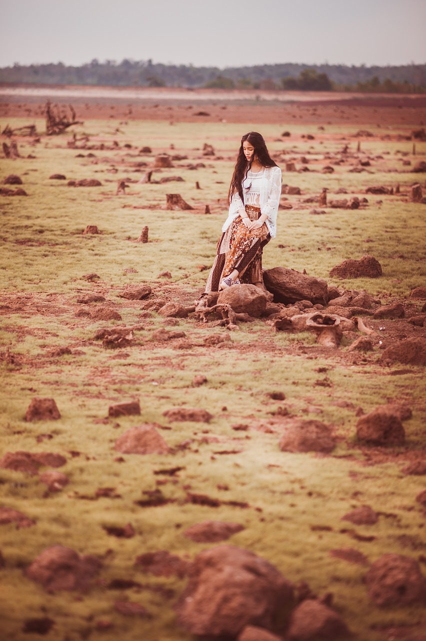Image - girl field female sunset style