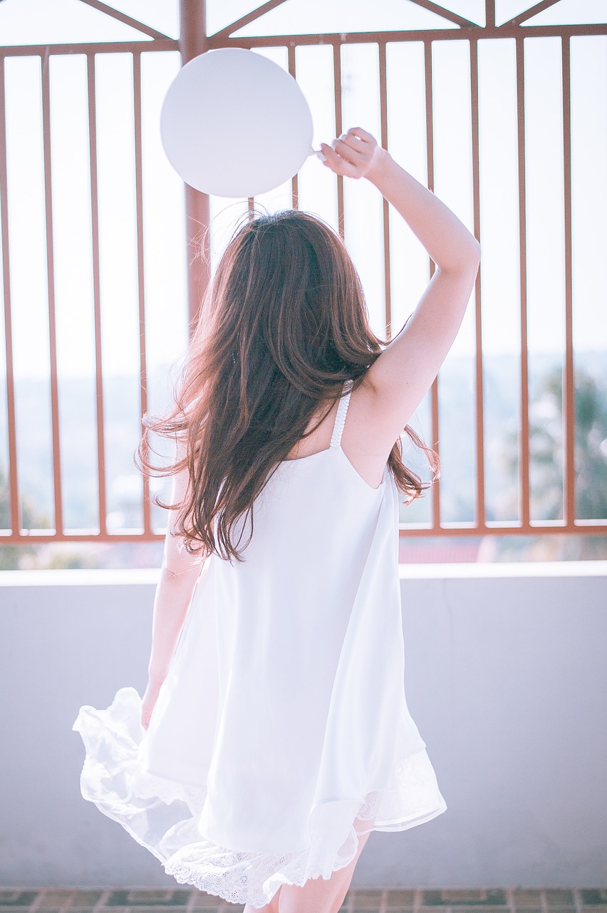 Image - girl white dress female sunset