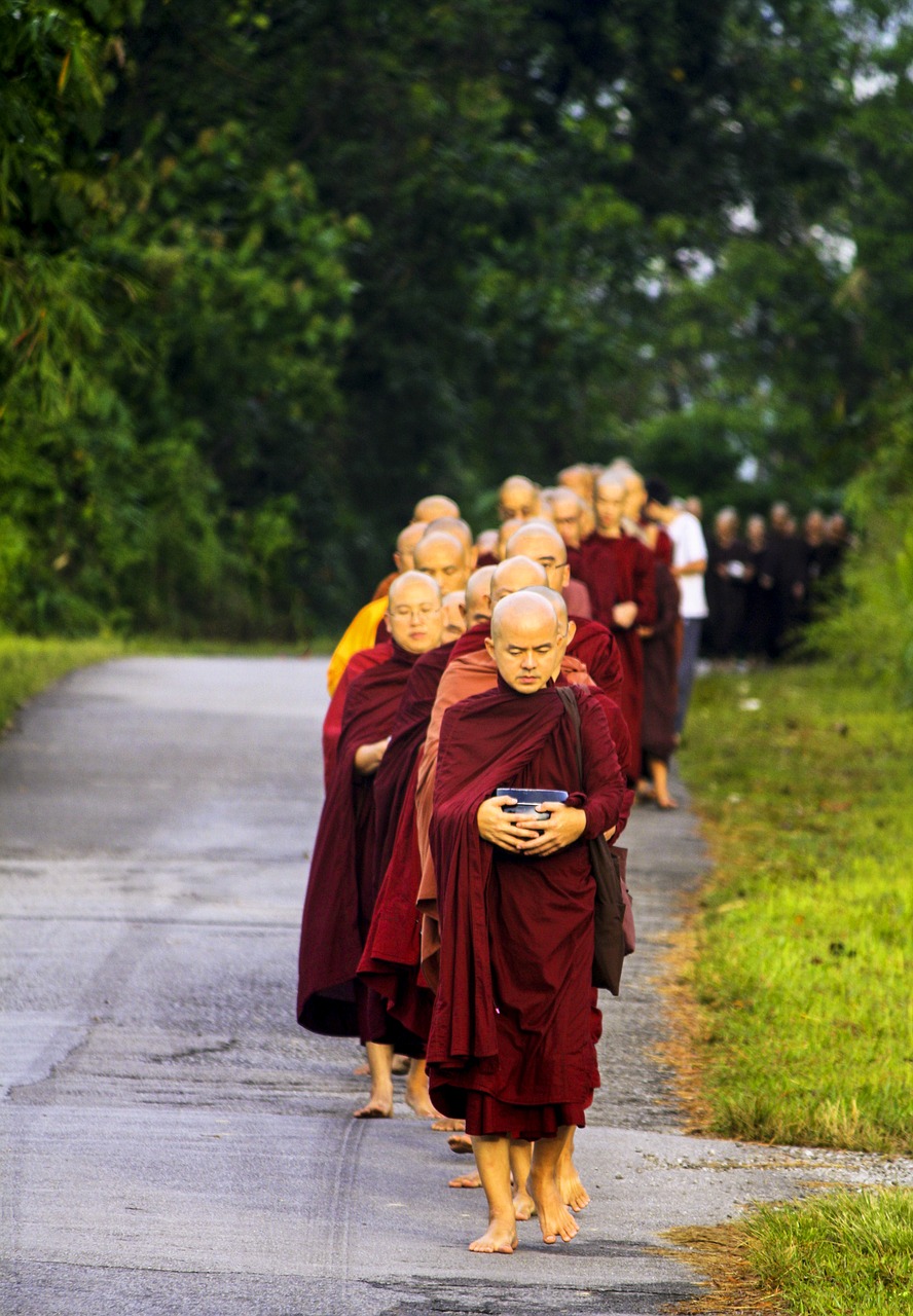 Image - sangha in line pindacara pindapata