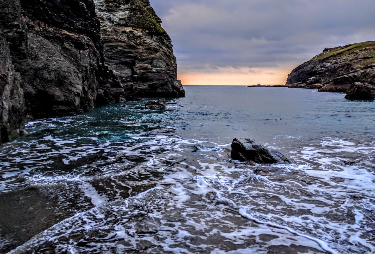 Image - rock sea cliffs coast cornwall