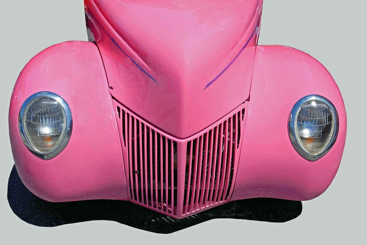 Image - classic car design style pink color