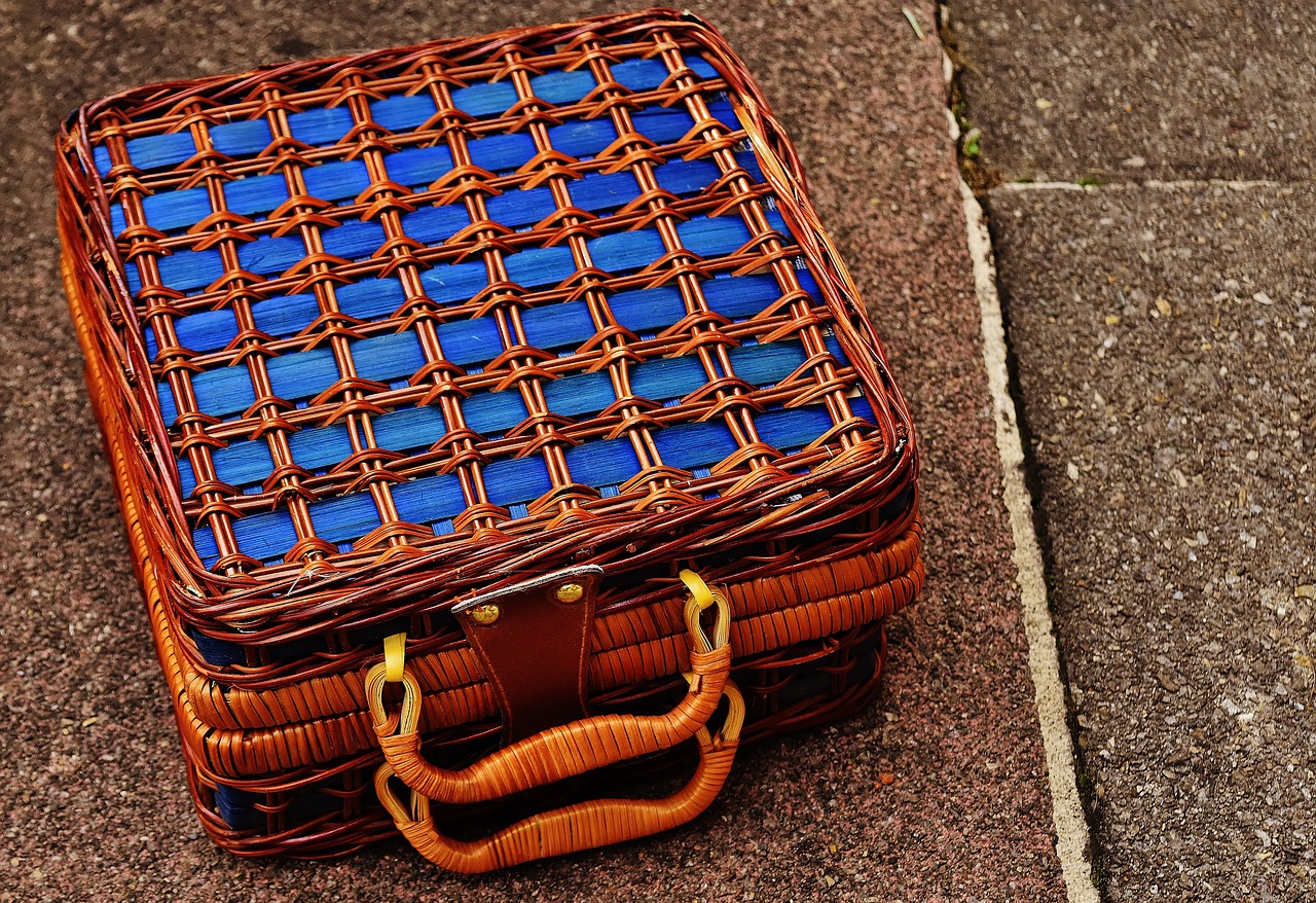 Image - basket luggage small braid blue