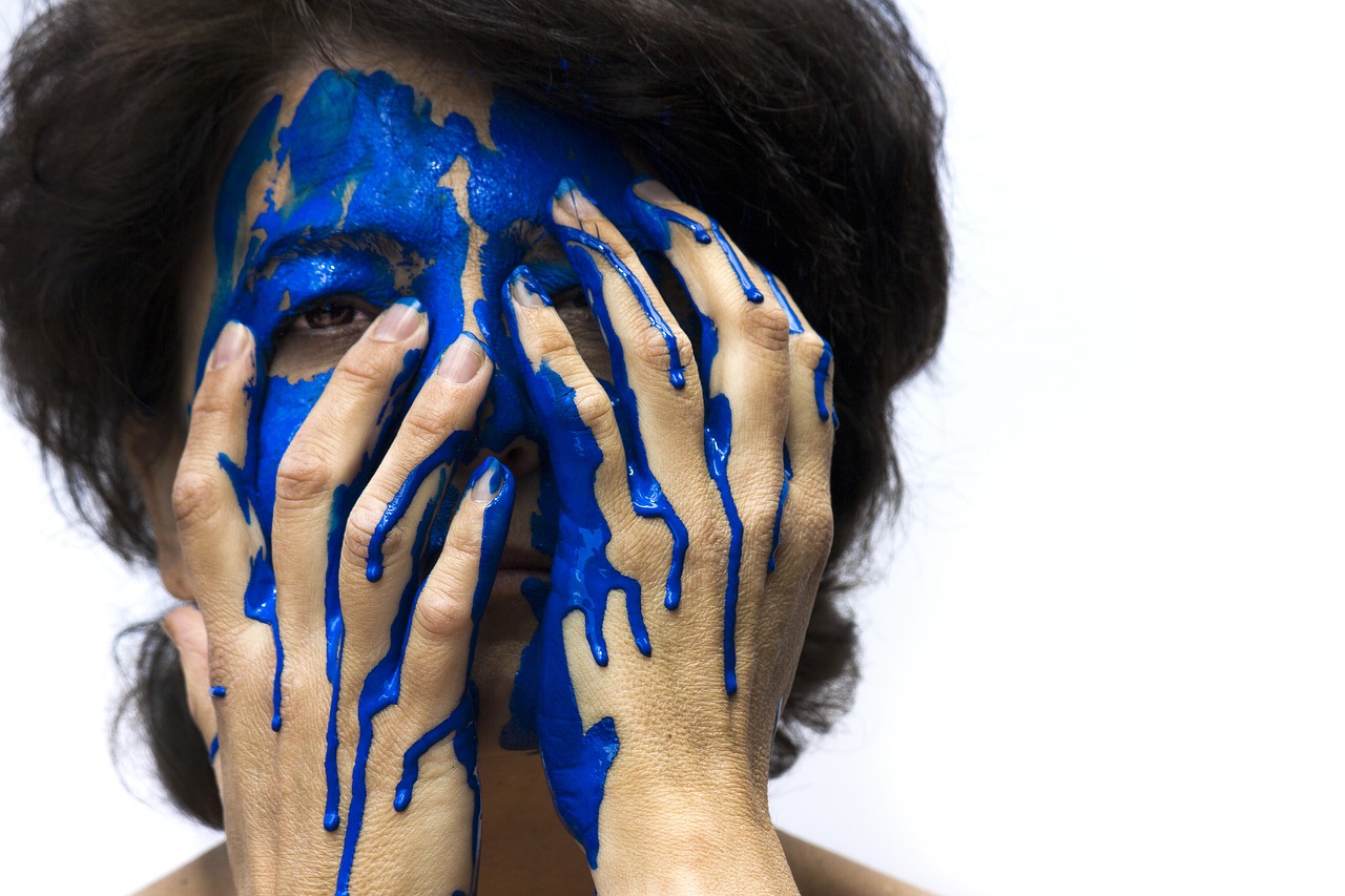 Image - color face blue painting woman