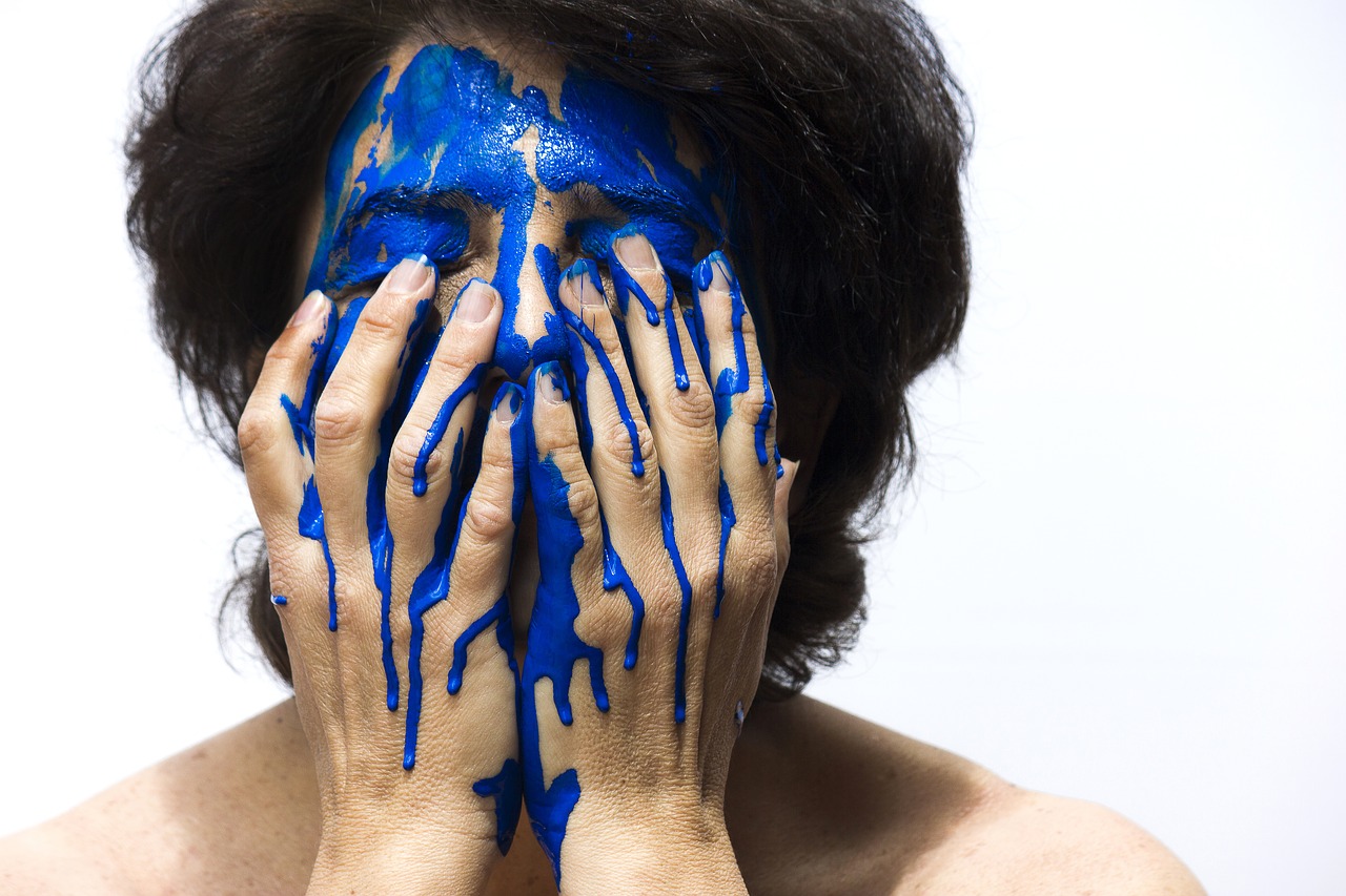 Image - color face blue painting woman