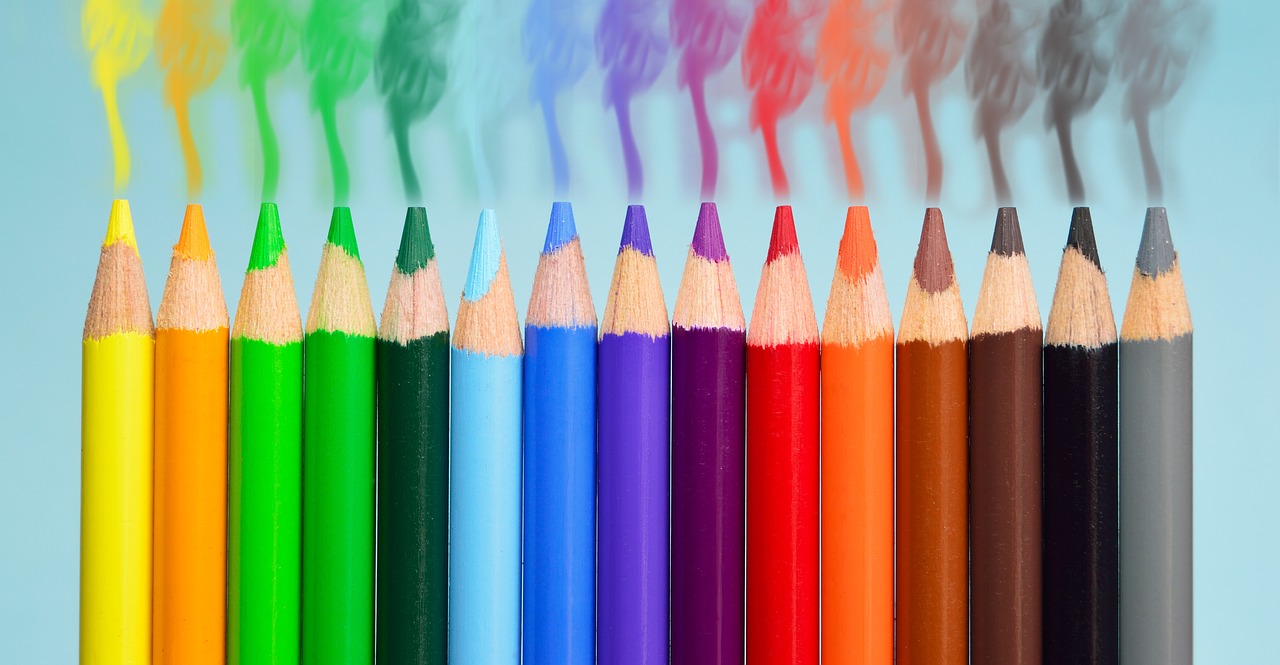 Image - pens smoke colorful yellow orange